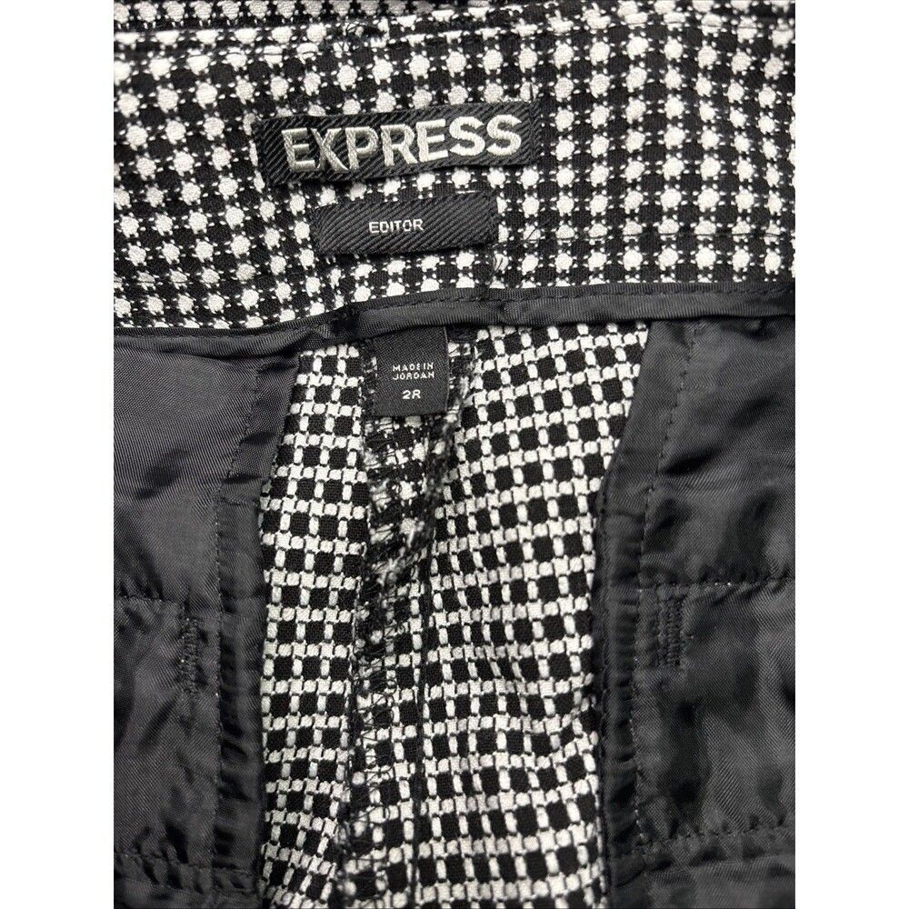 Express Women’s 2R Editor Black & White Twill Straight Ankle Dress Pants - - Picture 10 of 11